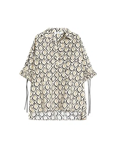 Max Mara Oversized Printed Poplin Shirt In Multi