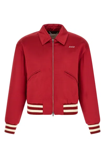 Second / Layer Aces Satin Club Puffer Jackets Red In Red