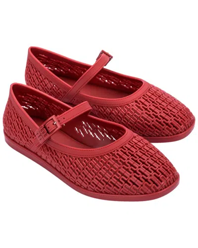 Melissa Harper Perforated-design Ballet Flats In Red