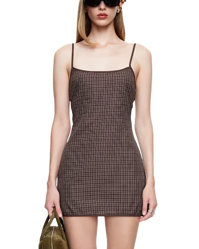 Lioness Voyage Mini Dress Chocolate Plaid In Brown