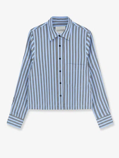 Closed Sky Blue Regular Stripes Shirt In Blue