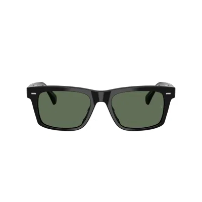 Oliver Peoples 0ov5596su Bold Rectangular Frame Sunglasses With Dark Green Lenses In Pattern