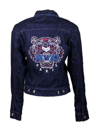 Shop Kenzo Tiger Denim Jacket In Bleu Marine