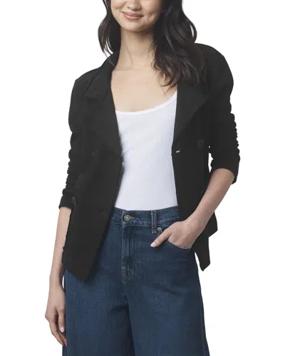 Splendid Double Breasted Cotton French Terry Blazer In Black