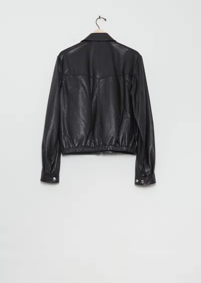 Lemaire Leather Blouson Biker Jacket In Black