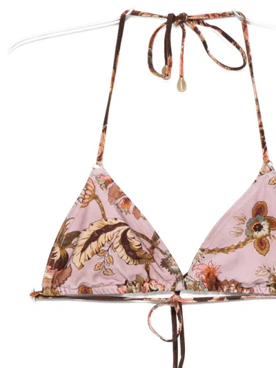 Zimmermann Womens Aster Floral Spliced Bikini Set Xs In Blue