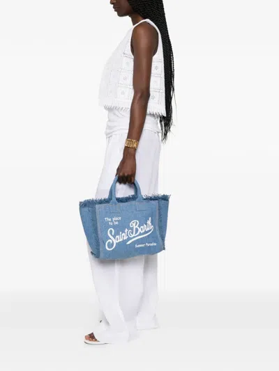 Mc2 Saint Barth Medium Wash Denim Vanity Regular Bag In Blue