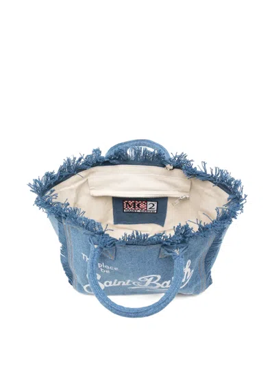 Mc2 Saint Barth Medium Wash Denim Vanity Regular Bag In Blue