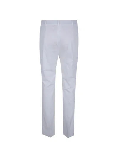 Max Mara Studio Light Blue Cotton Elastane Trousers In White