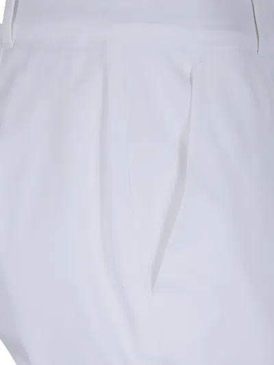 Max Mara Studio Light Blue Cotton Elastane Trousers In White
