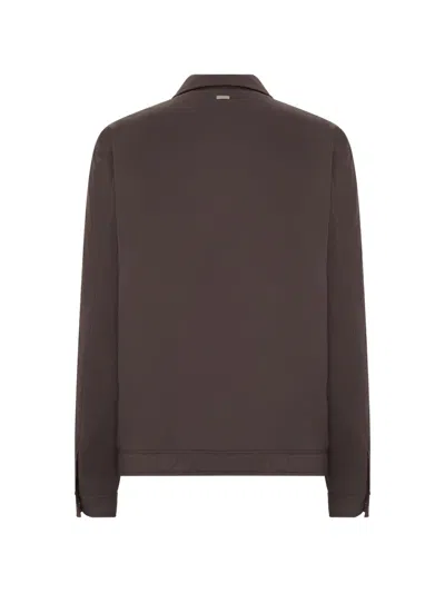 Herno Press-stud Jacket In Brown