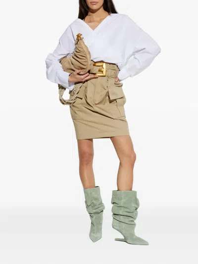 Balmain Wrap-design Cotton Blouse In White