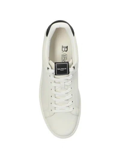 Balmain B-court Leather Sneakers In White