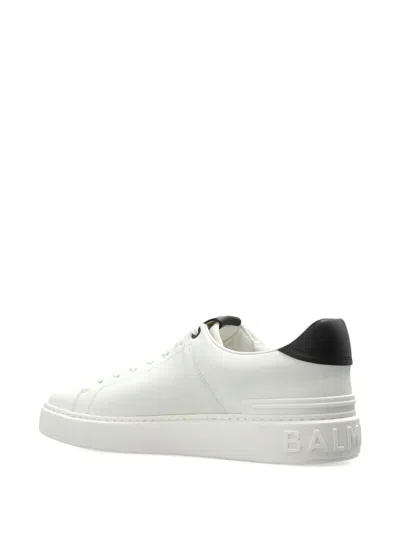 Balmain B-court Leather Sneakers In White