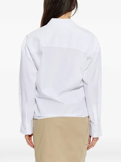 Balmain Wrap-design Cotton Blouse In White