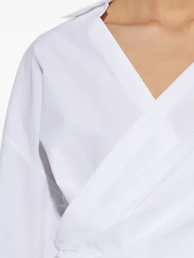 Balmain Wrap-design Cotton Blouse In White