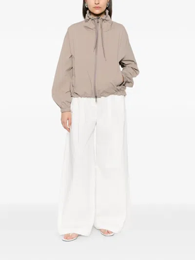 Herno Drawstring Hooded Jacket In Brown