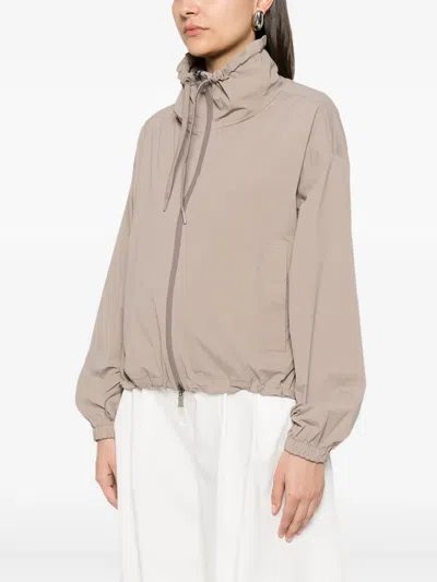Herno Drawstring Hooded Jacket In Brown