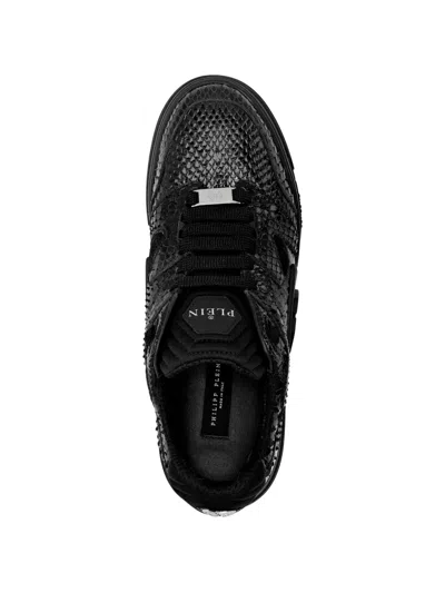 Philipp Plein Phantom Python Leather Sneakers In Black