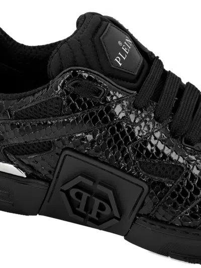 Philipp Plein Phantom Python Leather Sneakers In Black