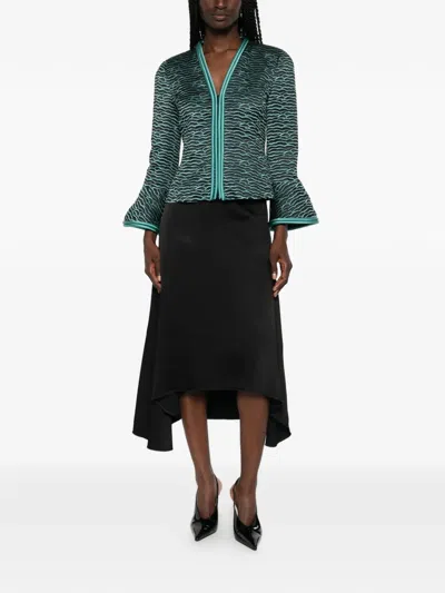 Emporio Armani Blazer Contrast Trim Flared Sleeves Open Front In Multi