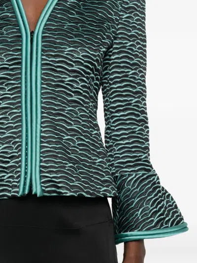Emporio Armani Blazer Contrast Trim Flared Sleeves Open Front In Multi
