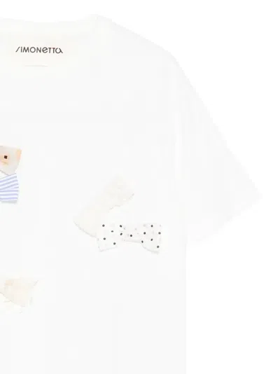 Simonetta Bow-appliqué T-shirt In White