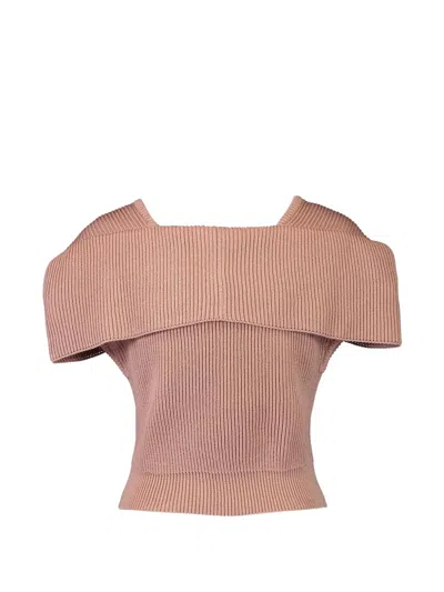 Chloé Foldover-collar Button-up Top In Pink
