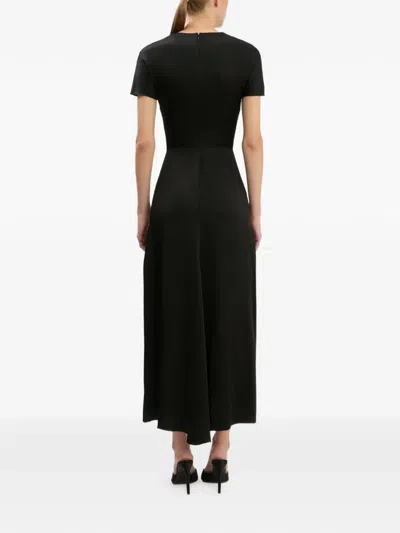 Victoria Beckham Womens Gathered Short-sleeve Stretch-woven Midi Dress Black