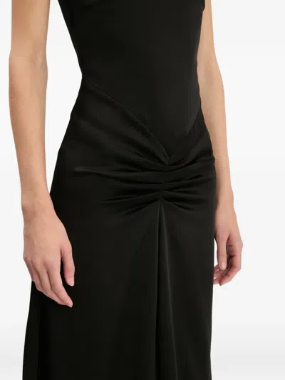 Victoria Beckham Womens Gathered Short-sleeve Stretch-woven Midi Dress Black