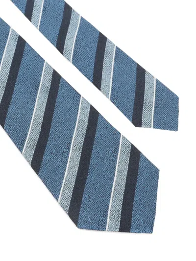 Kiton Wide Tie Diagonal Striped Pattern Design In Blue