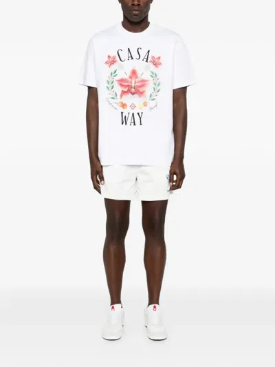 Casablanca Casa Way Orchid Organic Cotton T Shirt In White