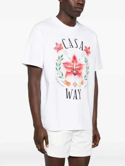 Casablanca Casa Way Orchid Organic Cotton T Shirt In White