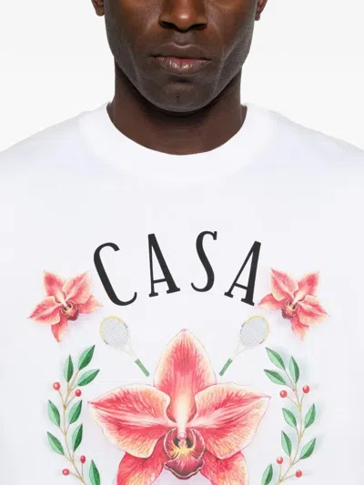 Casablanca Casa Way Orchid Organic Cotton T Shirt In White
