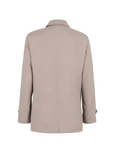 Herno Button-up Waterproof Coat In Neutral