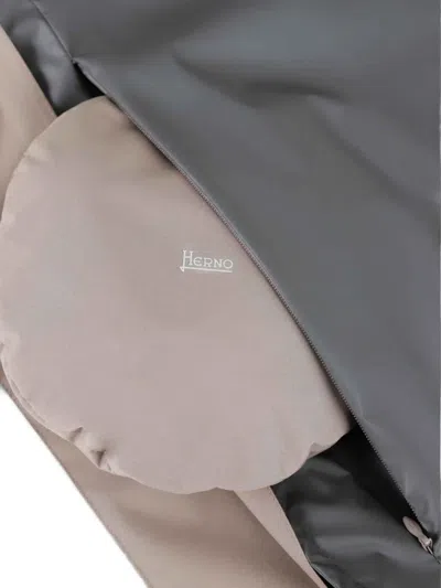 Herno Button-up Waterproof Coat In Neutral