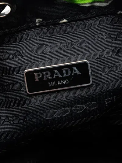 Pre-owned Prada 2000-2013 Tessuto Graphic Surf Drawstring Pouch In Black