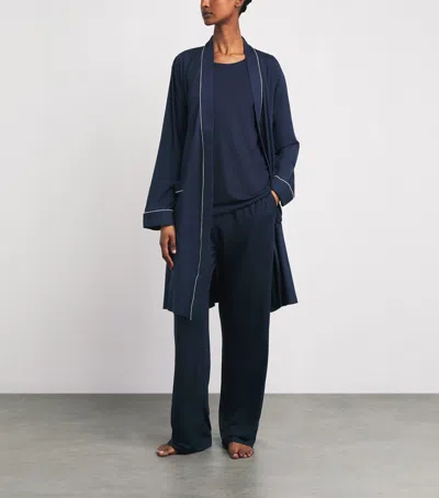 Derek Rose Micro Modal Lara Pyjama Top In Blue