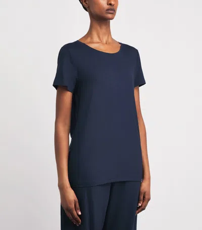 Derek Rose Micro Modal Lara Pyjama Top In Blue