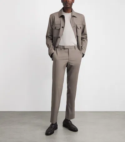 Corneliani Techwool Straight Trousers In Brown
