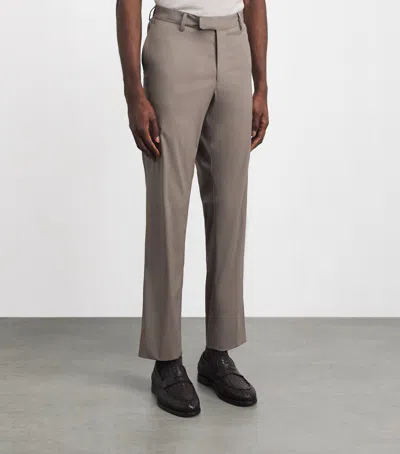 Corneliani Techwool Straight Trousers In Brown