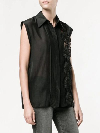 Rochas Flower Appliqué Sleeveless Shirt