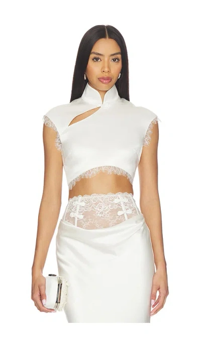 Sau Lee Lila Satin Top In White