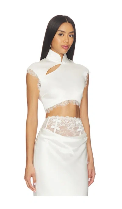 Sau Lee Lila Satin Top In White