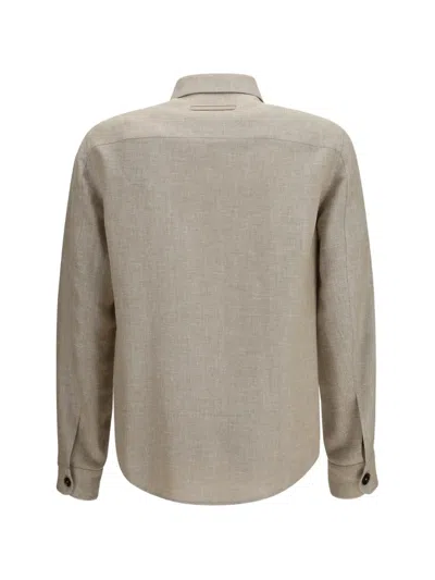 Zegna Light Beige Solid Shirt In Neutral