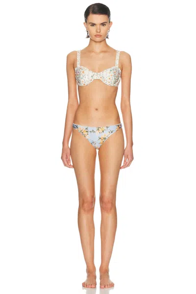 Agua By Agua Bendita Promesa Valle Floral-print Bikini Briefs In Blue