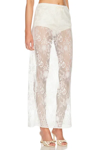 Aya Muse Eteri Bow-detail Floral Lace Midi Skirt In White