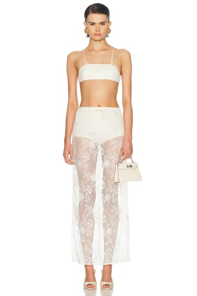 Aya Muse Eteri Bow-detail Floral Lace Midi Skirt In White