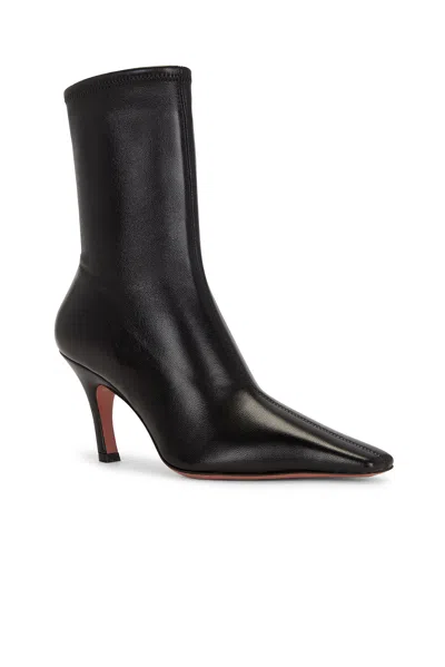 Amina Muaddi Jamie Nappa Leather Ankle Boots Stiletto In Black