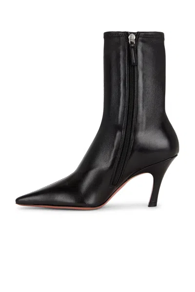 Amina Muaddi Jamie Nappa Leather Ankle Boots Stiletto In Black